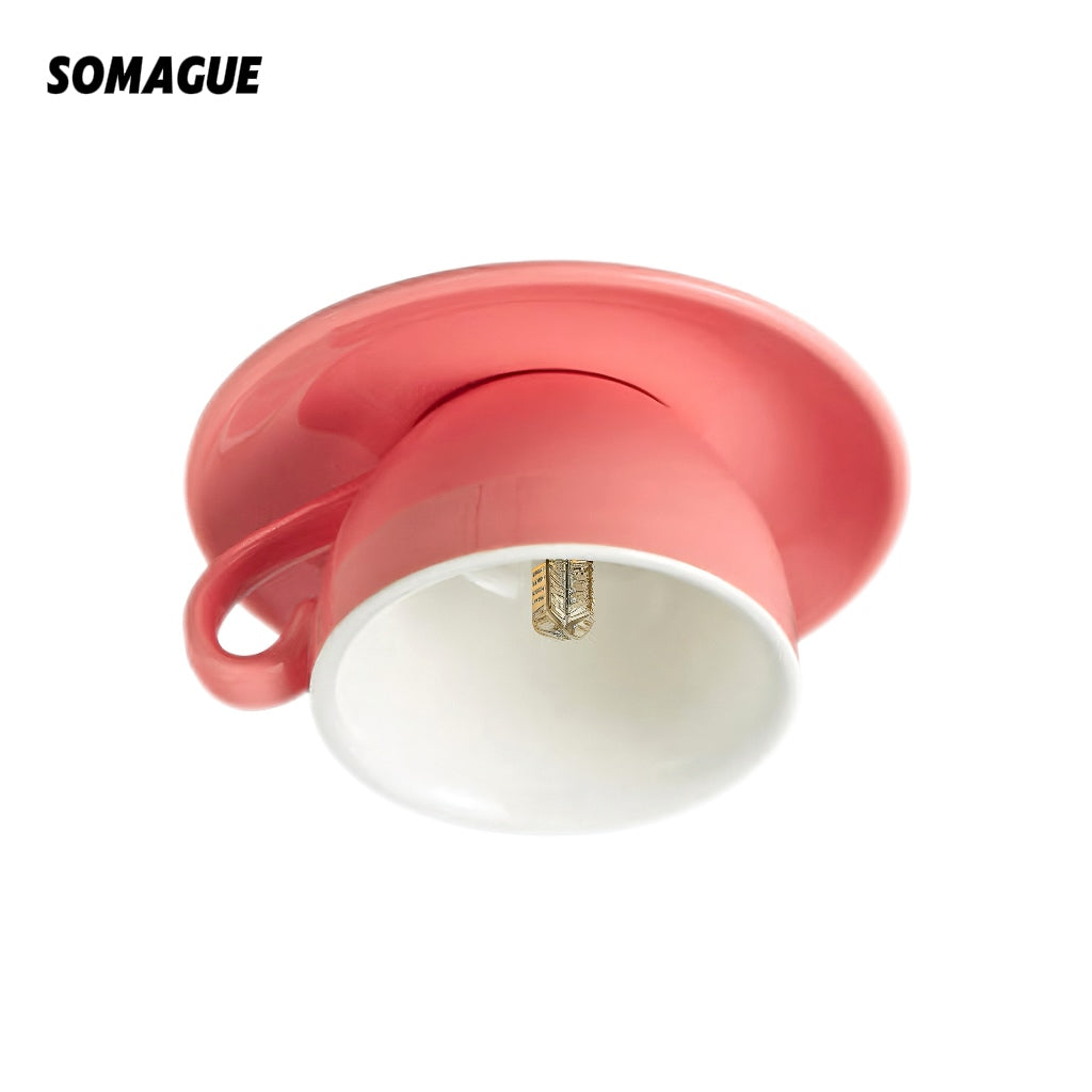 Halo Ceiling Light Modern Recessed Ceramic Coffee Cups Bedroom