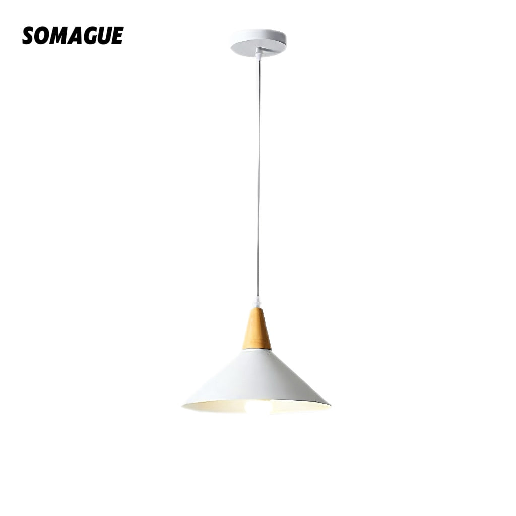 Halo Pendant Light Minimalist Metal Shape Cover Wood Natural