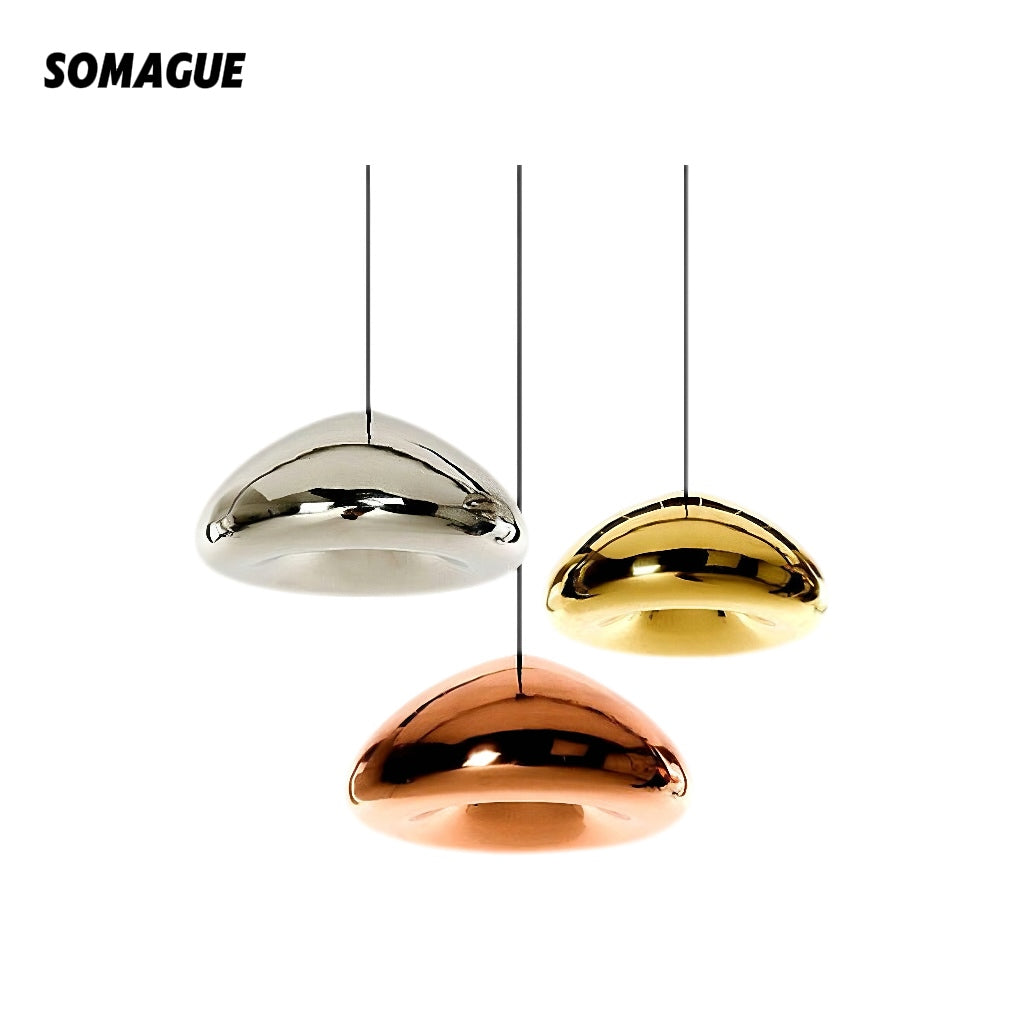 Halo Pendant Light Modern Glass Metal Bread Shape Dining Room