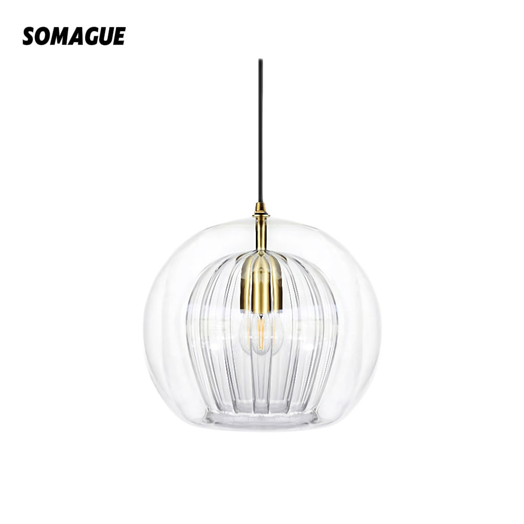 Halo Pendant Light Nordic Glass Globe for Bedroom Living Room