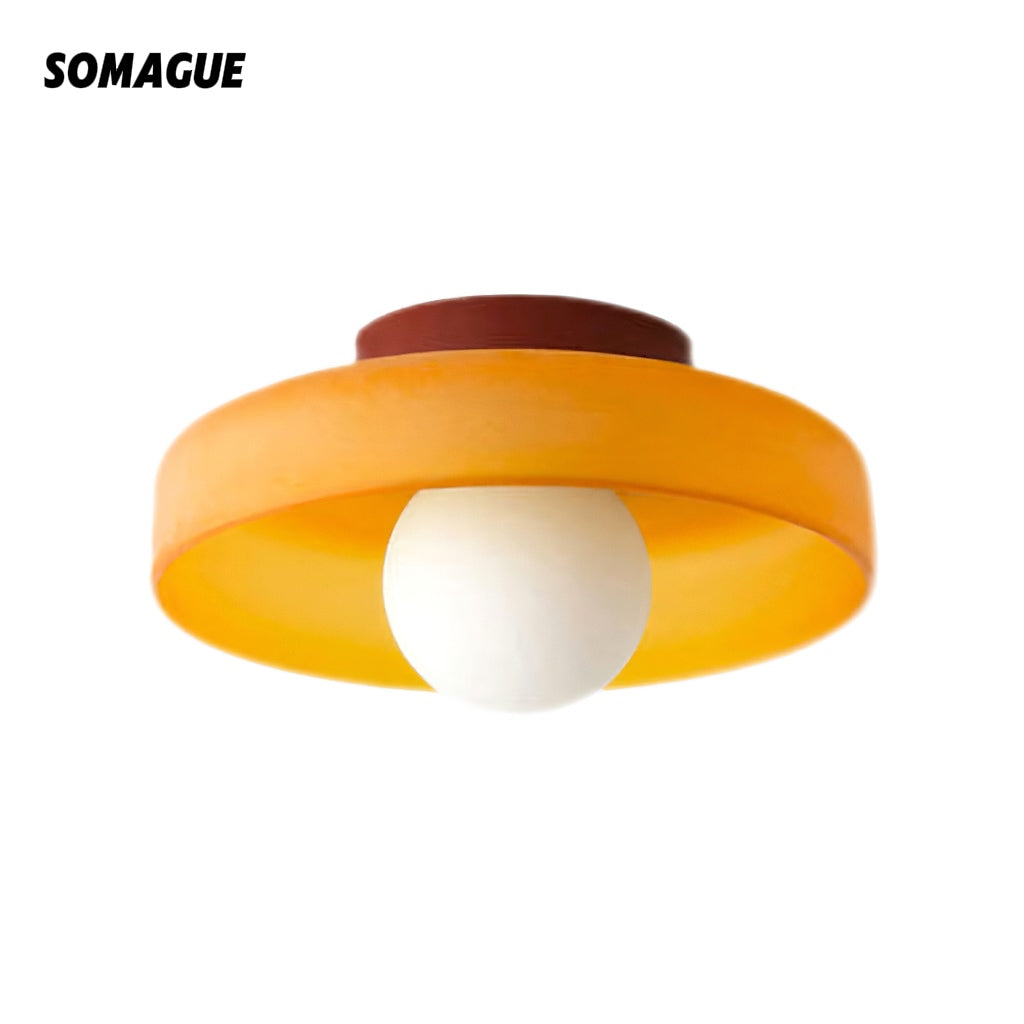 Halo Flush Mount Ceiling Light Modern Glass Metal Bedroom Colours