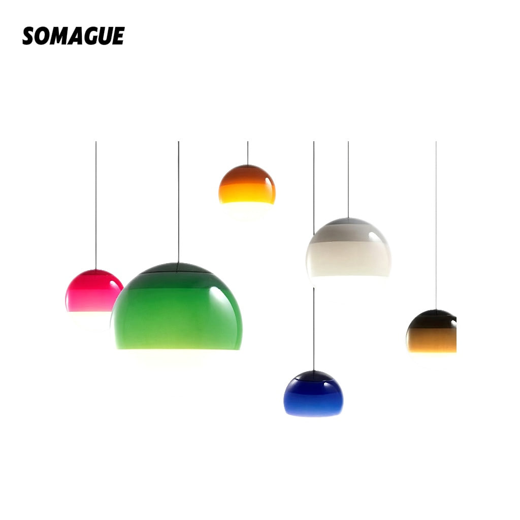 Halo Pendant Light Coloured Glass Bubble Contemprory Living Room