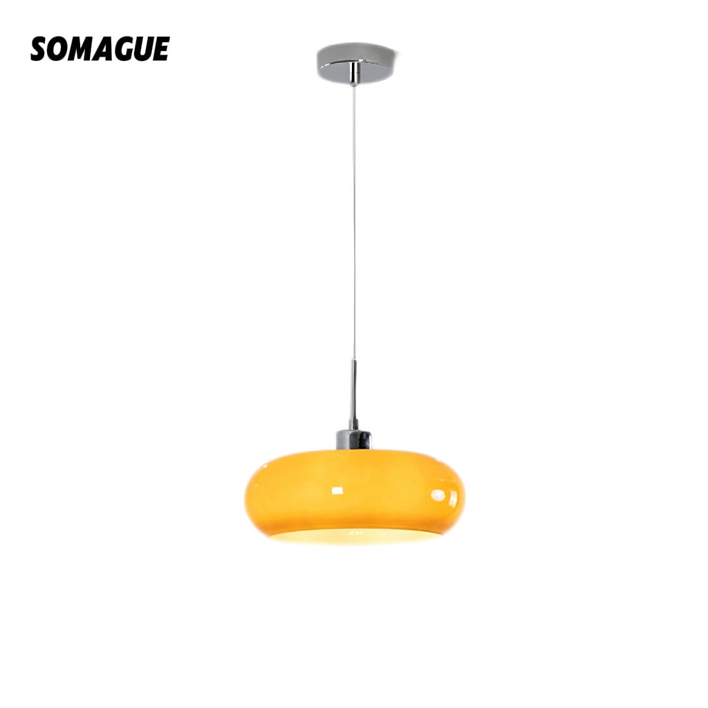 Halo Pendant Light Retro Bread Shape Glass Dinning Room Living Room