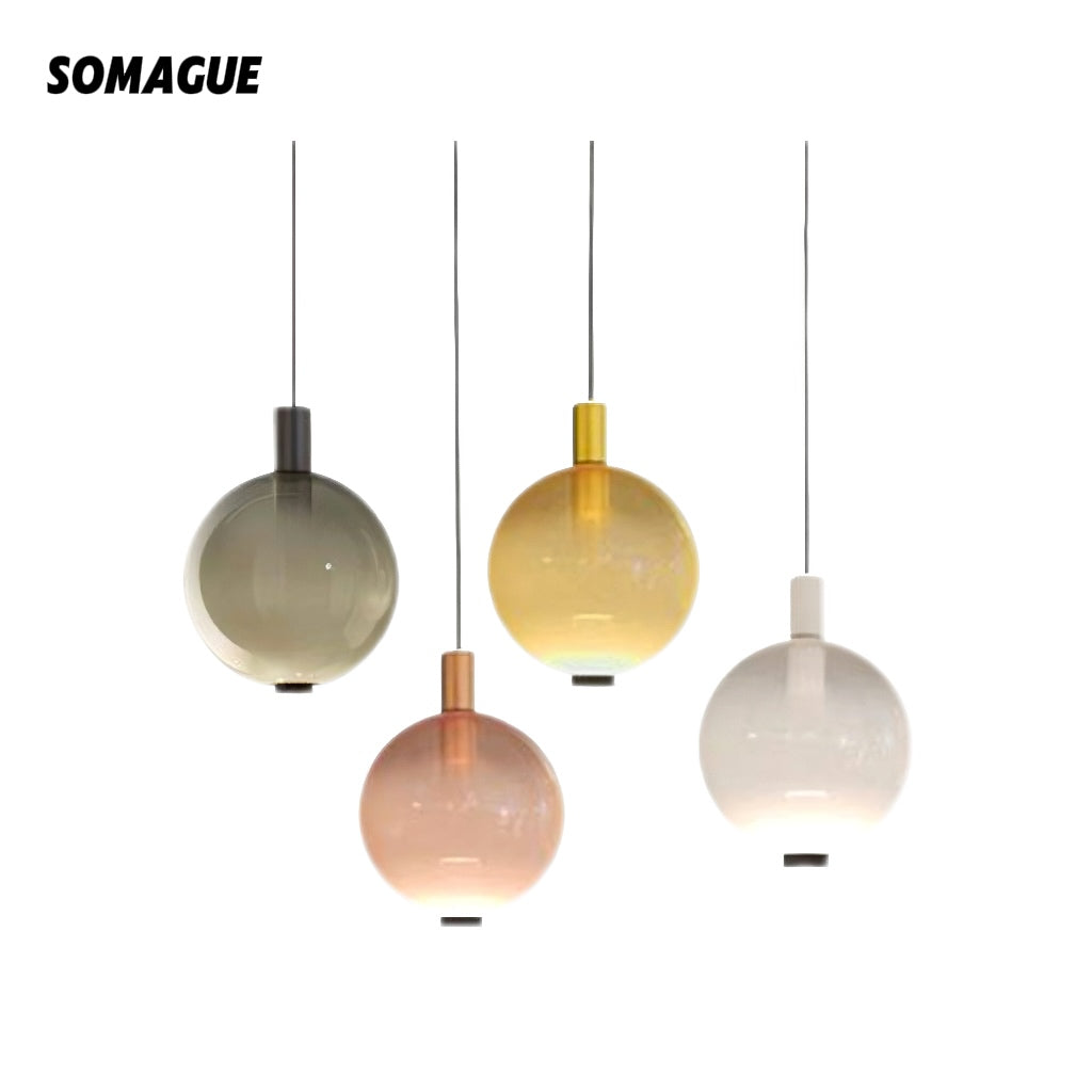Halo Pendant Light Elegant Multicoloured LED Metal Glass Living Room