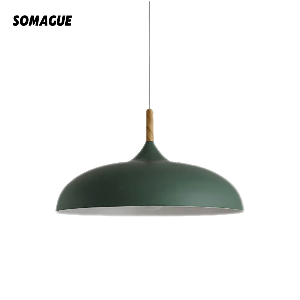 Halo Pendant Light Modern Dome Macaron Metal Dining Room