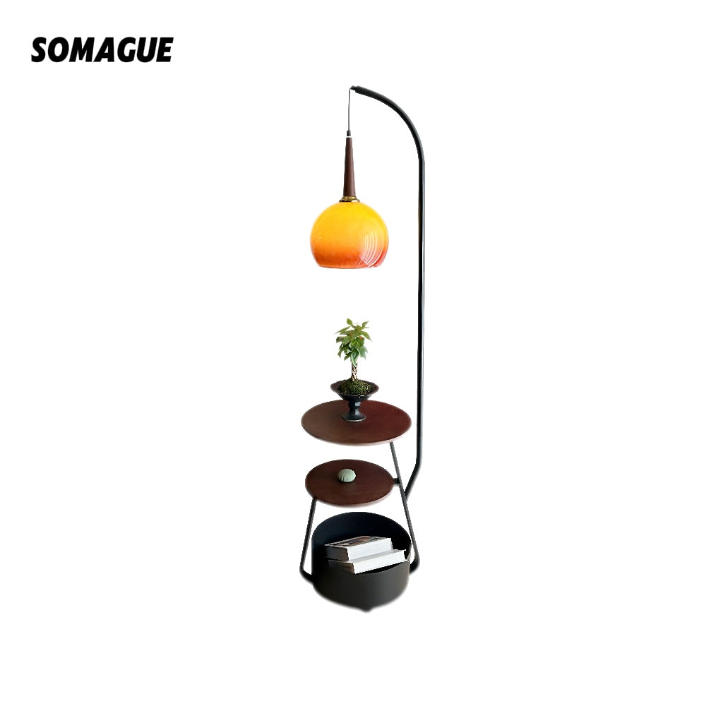Mode Floor Lamp Modern Wireless Charging Wood Living Room