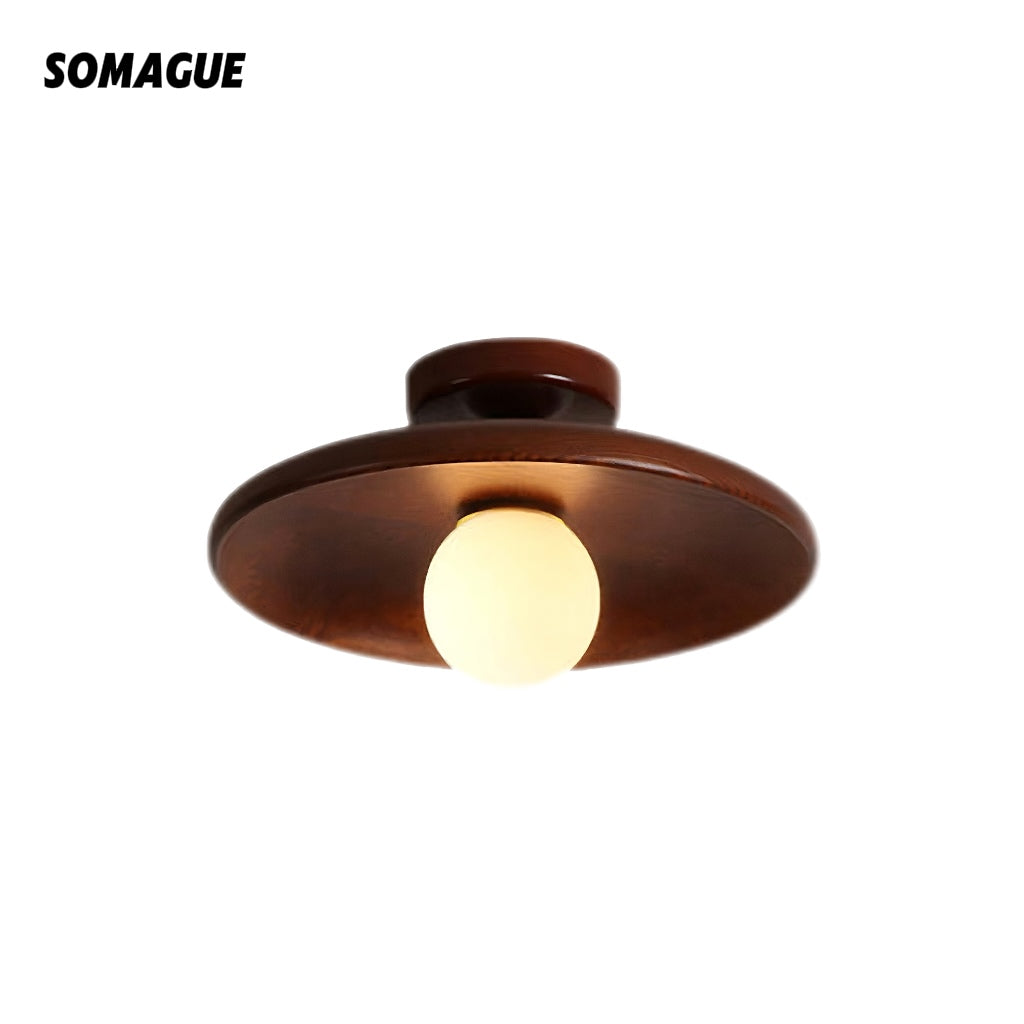 Mode Flush Mount Ceiling Light Natural Walnut Wood Kitchen