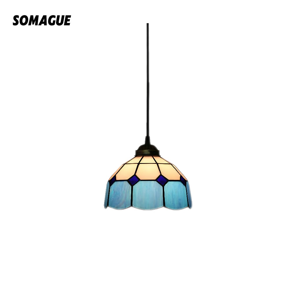 Mode Pendant Light Dome Shade European Stained Glass Living Room