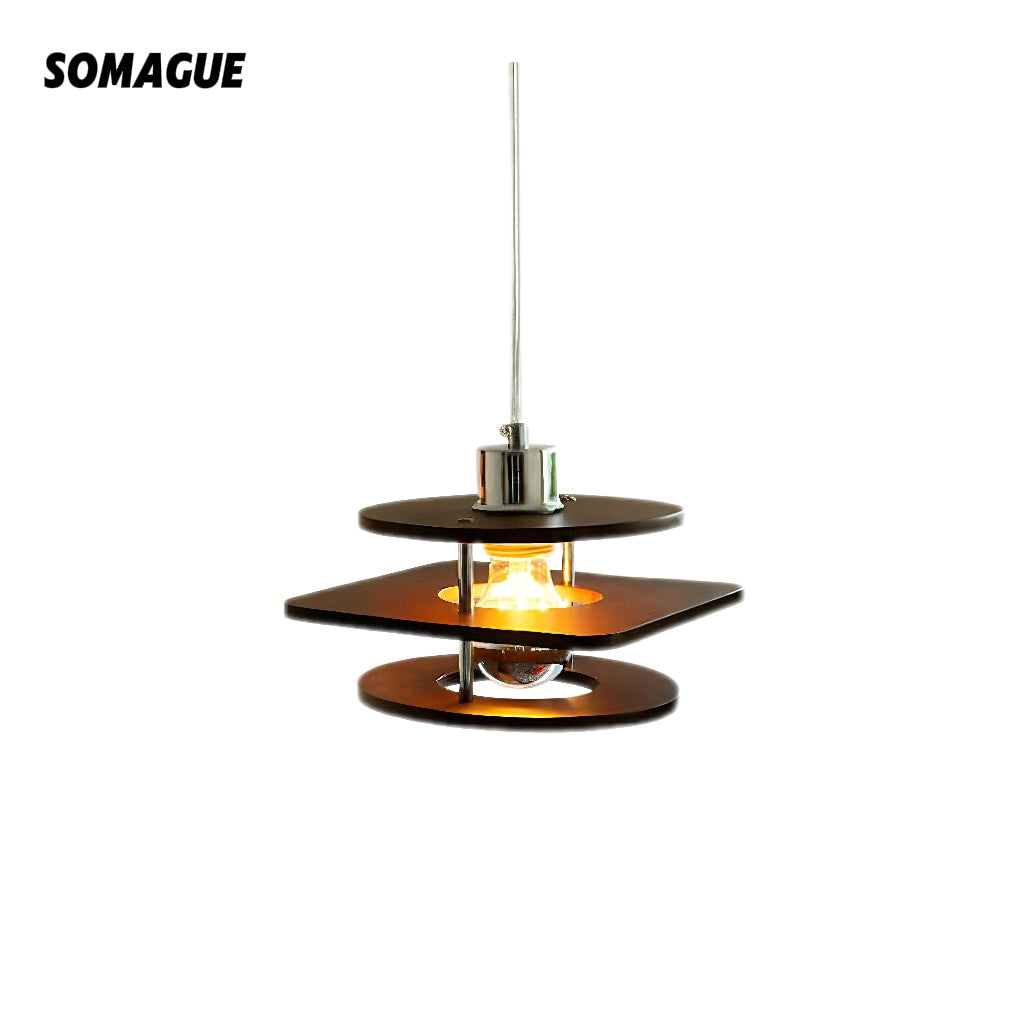 Mode Pendant Light LED Vintage Metal Walnut Dining Room Bedroom