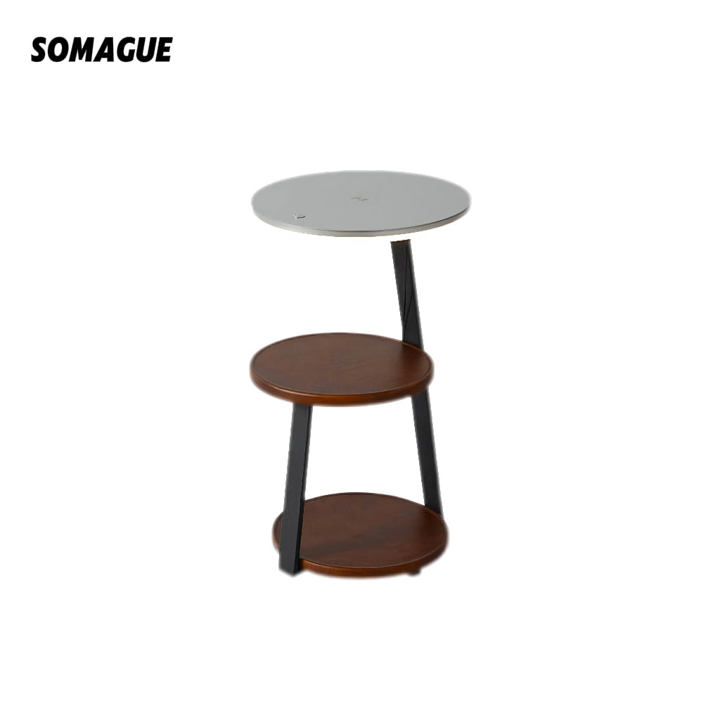 Mode Floor Lamp Round Natural Wood with Table Bedroom Living Room