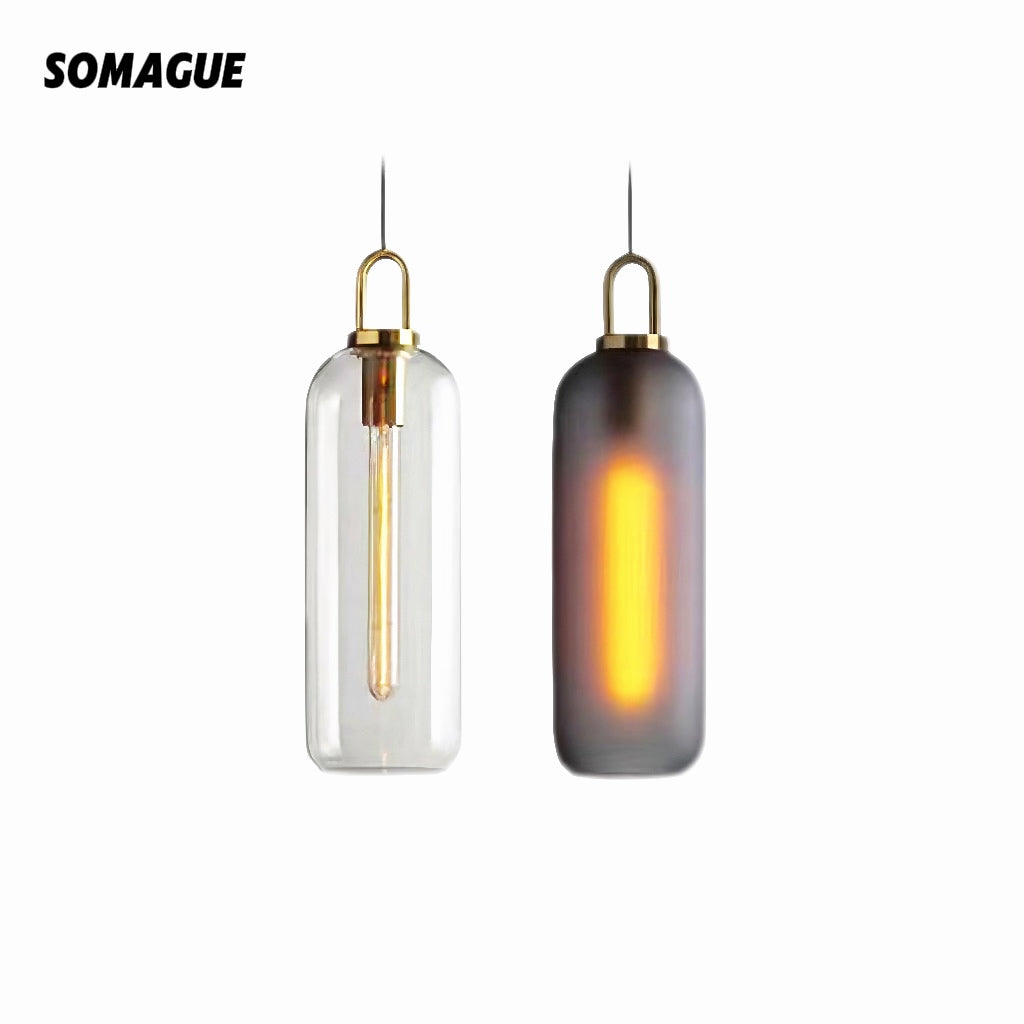 Nexa Lámpara Colgante Cilíndrica Cristal Transparente Salón