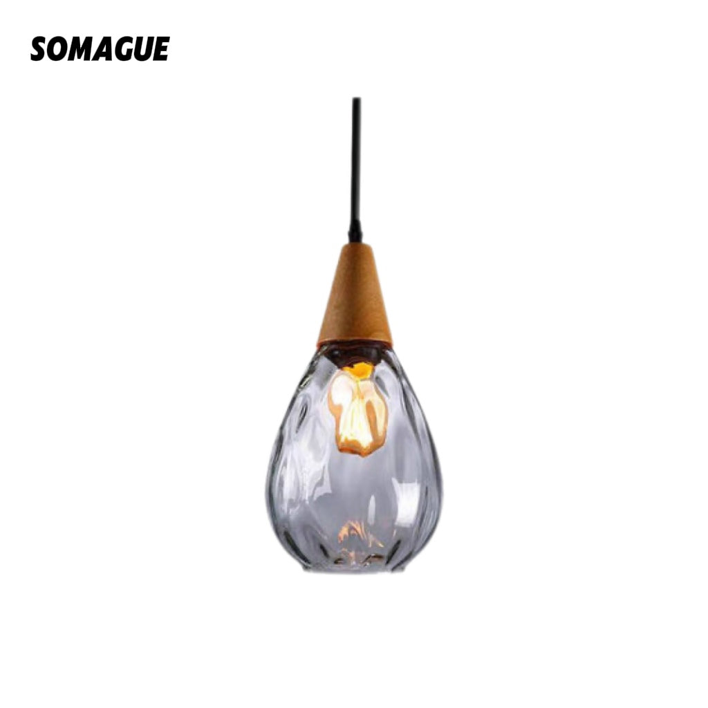 Nexa Pendant Light Vintage Teardrop Glass Wood Living Room