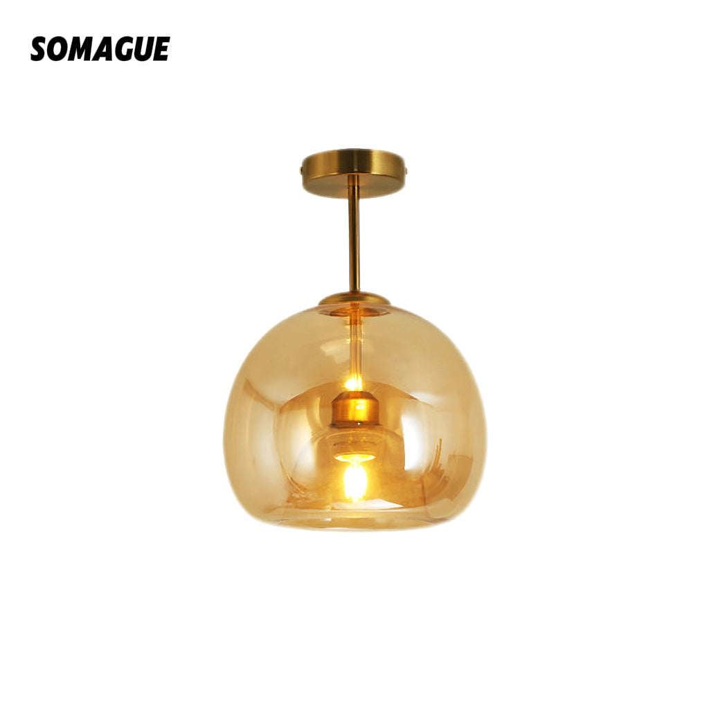 Noncu Ceiling Light Modern Dome Glass Living Room Mount