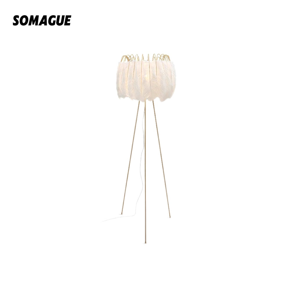 Yono Floor Lamp Artistic Tripod Feather Living Room Dining Room