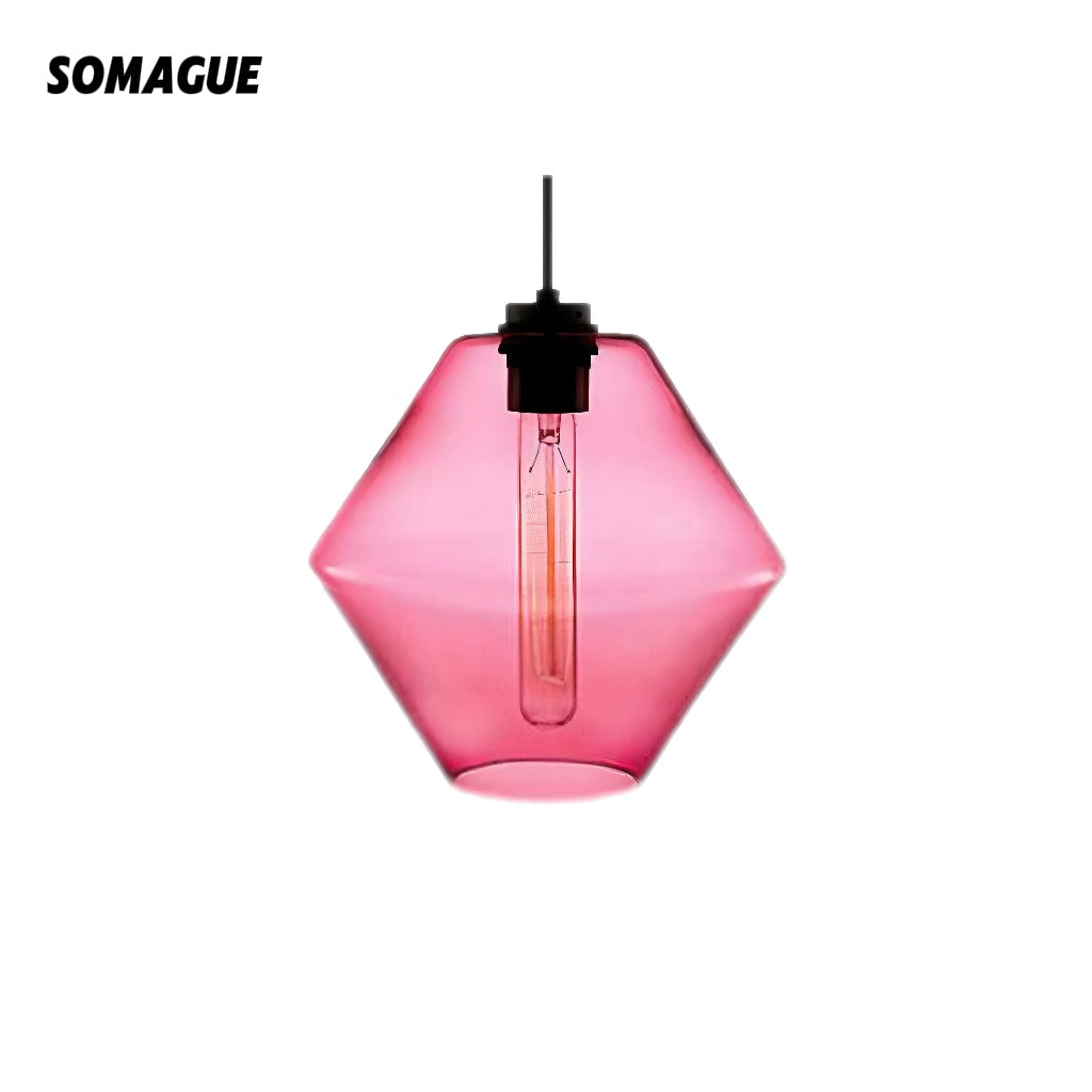 Yono Pendant Light Modern Metal Glass Cylindrical LED Art Deco Bedroom
