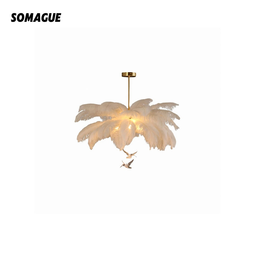Yono Pendant Light Elegant Feather Contemporary Ostrich Bedroom