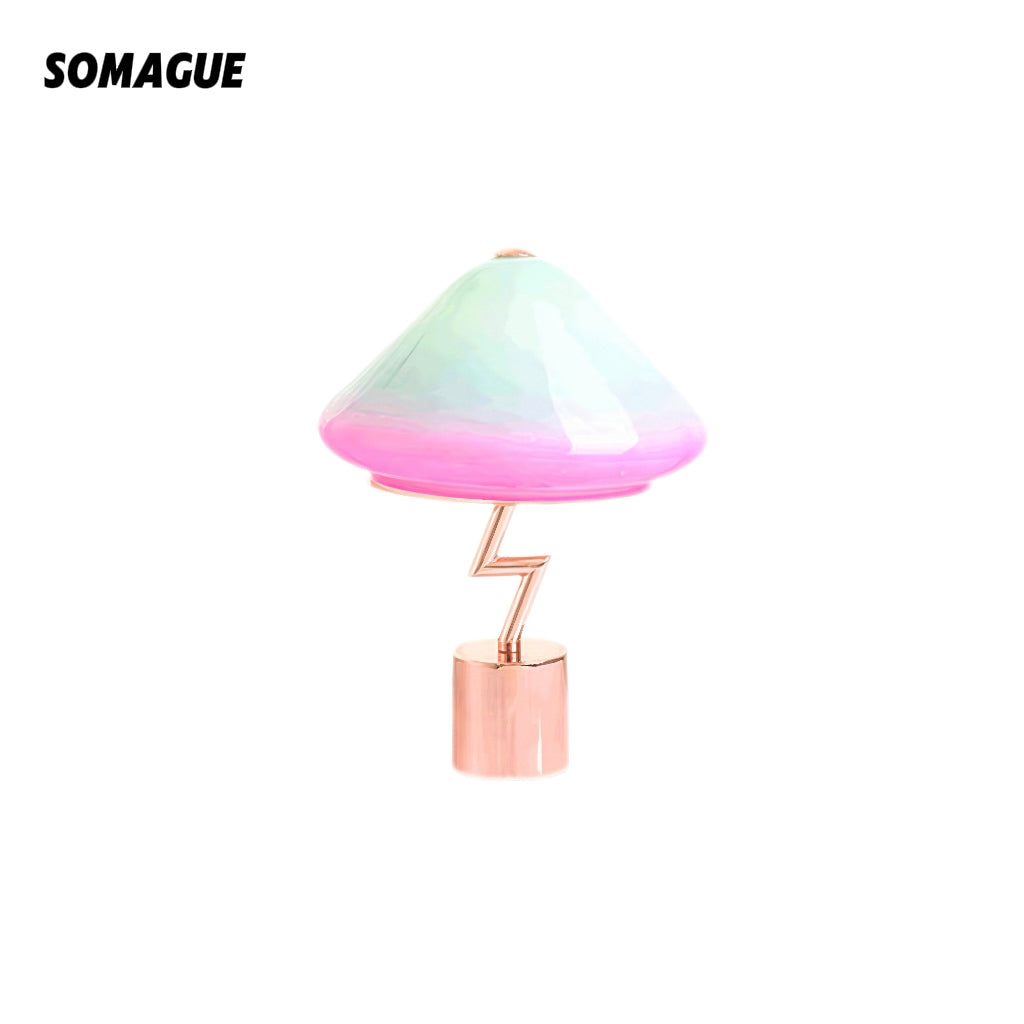 Yono Table Lamp Modern Cute Children's Glass Metal Mushroom Colourful Living Room