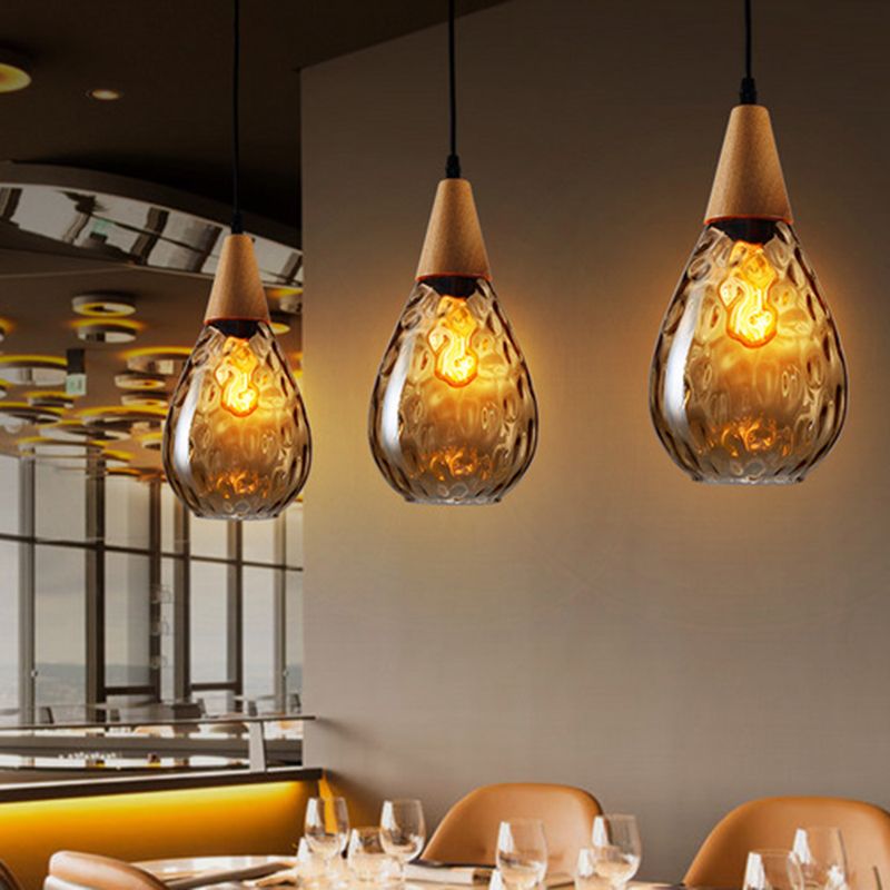 Nexa Pendant Light Vintage Teardrop Glass Wood Living Room