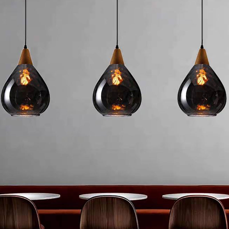 Nexa Pendant Light Vintage Teardrop Glass Wood Living Room