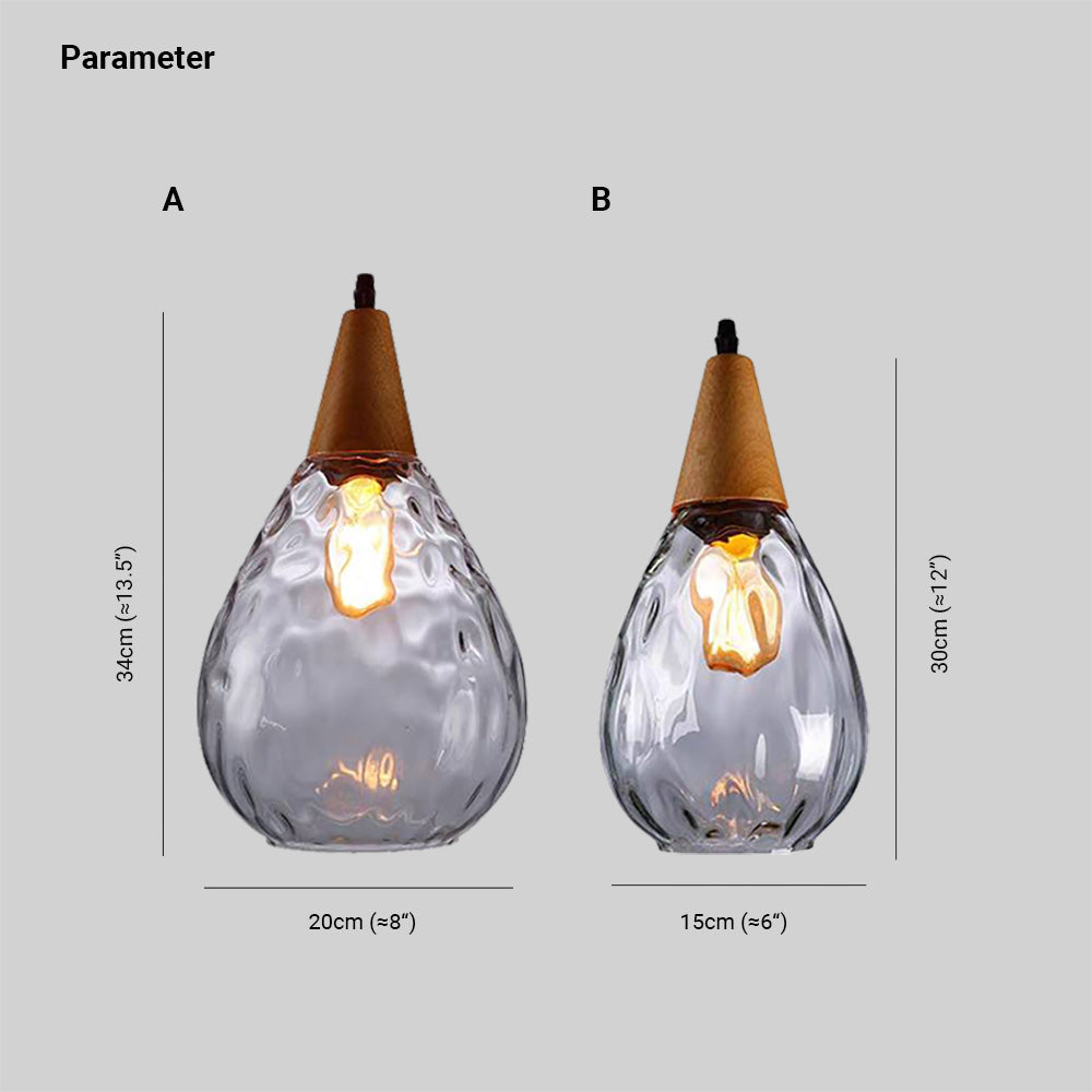 Nexa Pendant Light Vintage Teardrop Glass Wood Living Room