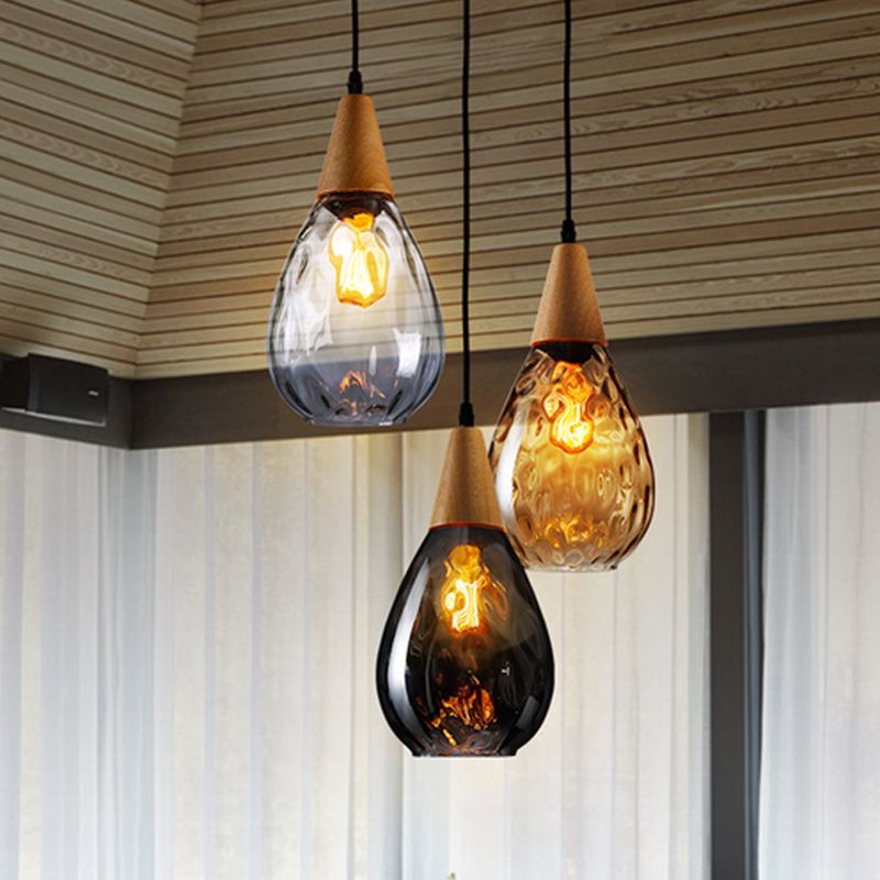 Nexa Pendant Light Vintage Teardrop Glass Wood Living Room