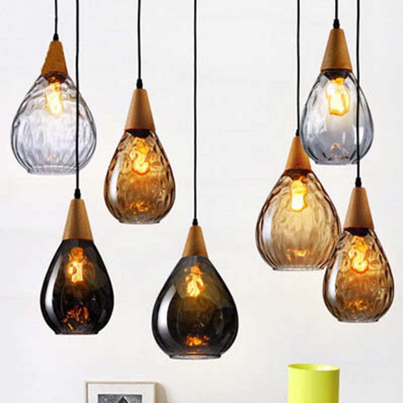 Nexa Pendant Light Vintage Teardrop Glass Wood Living Room