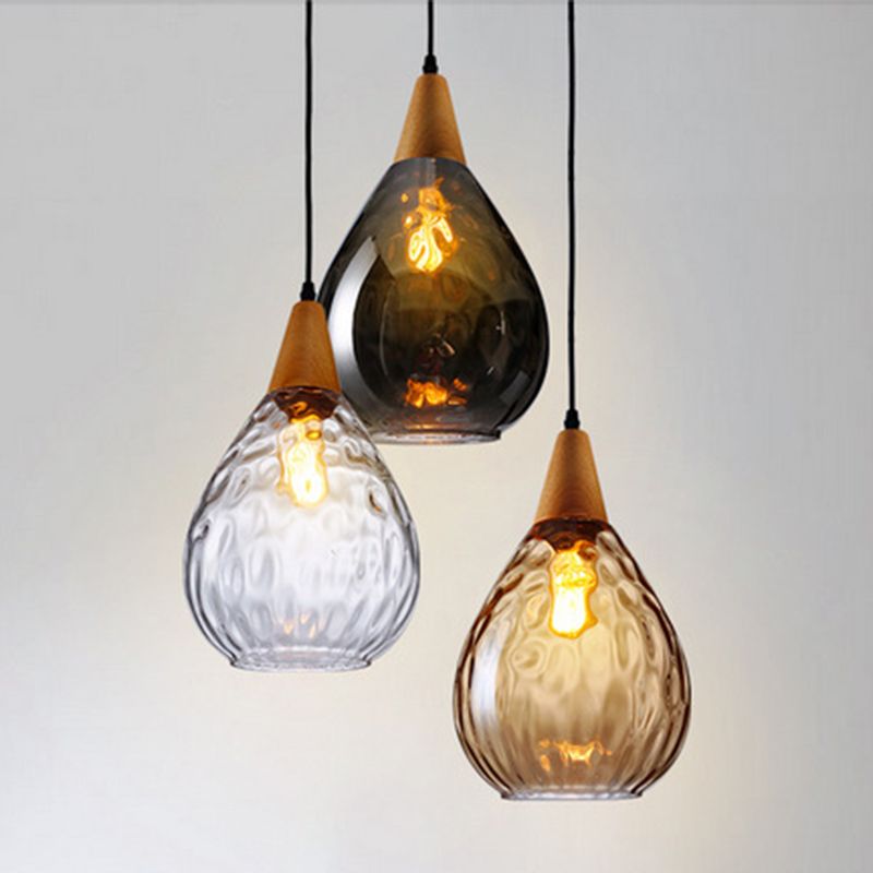 Nexa Pendant Light Vintage Teardrop Glass Wood Living Room