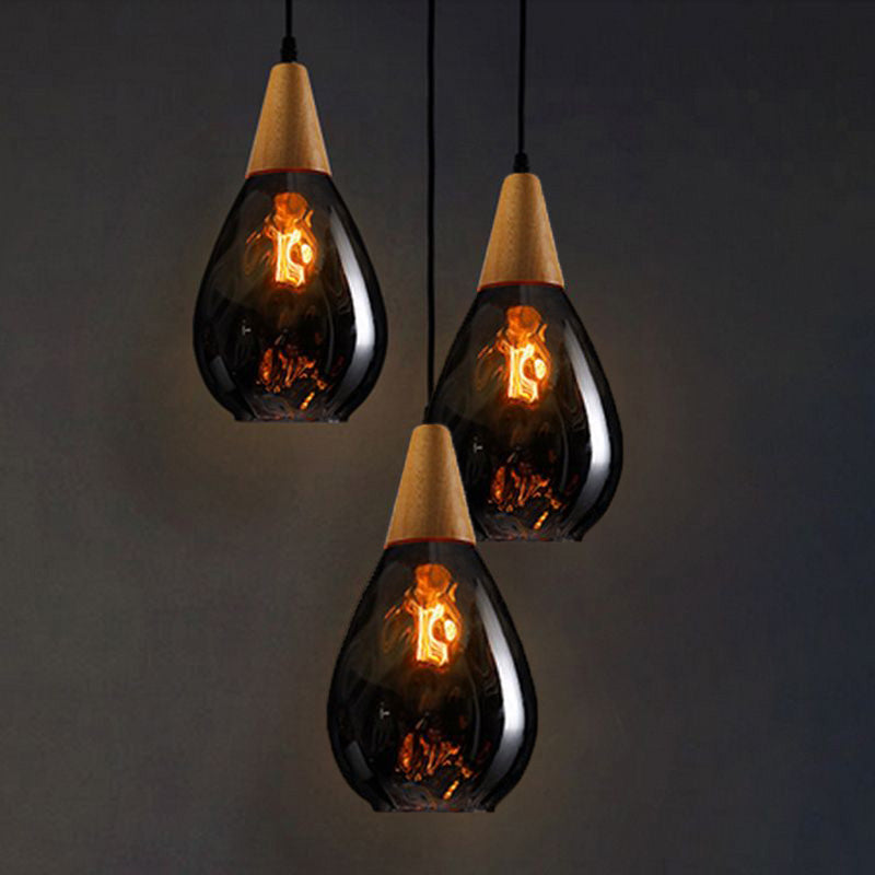Nexa Pendant Light Vintage Teardrop Glass Wood Living Room