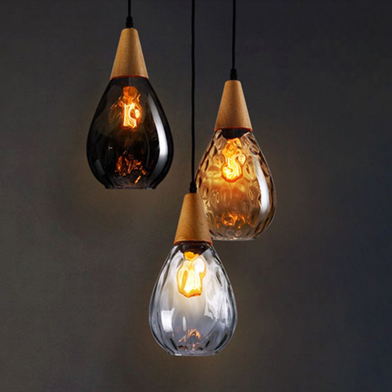 Nexa Pendant Light Vintage Teardrop Glass Wood Living Room