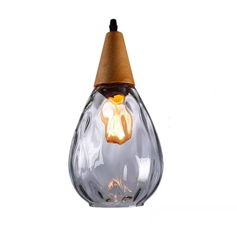 Nexa Pendant Light Vintage Teardrop Glass Wood Living Room