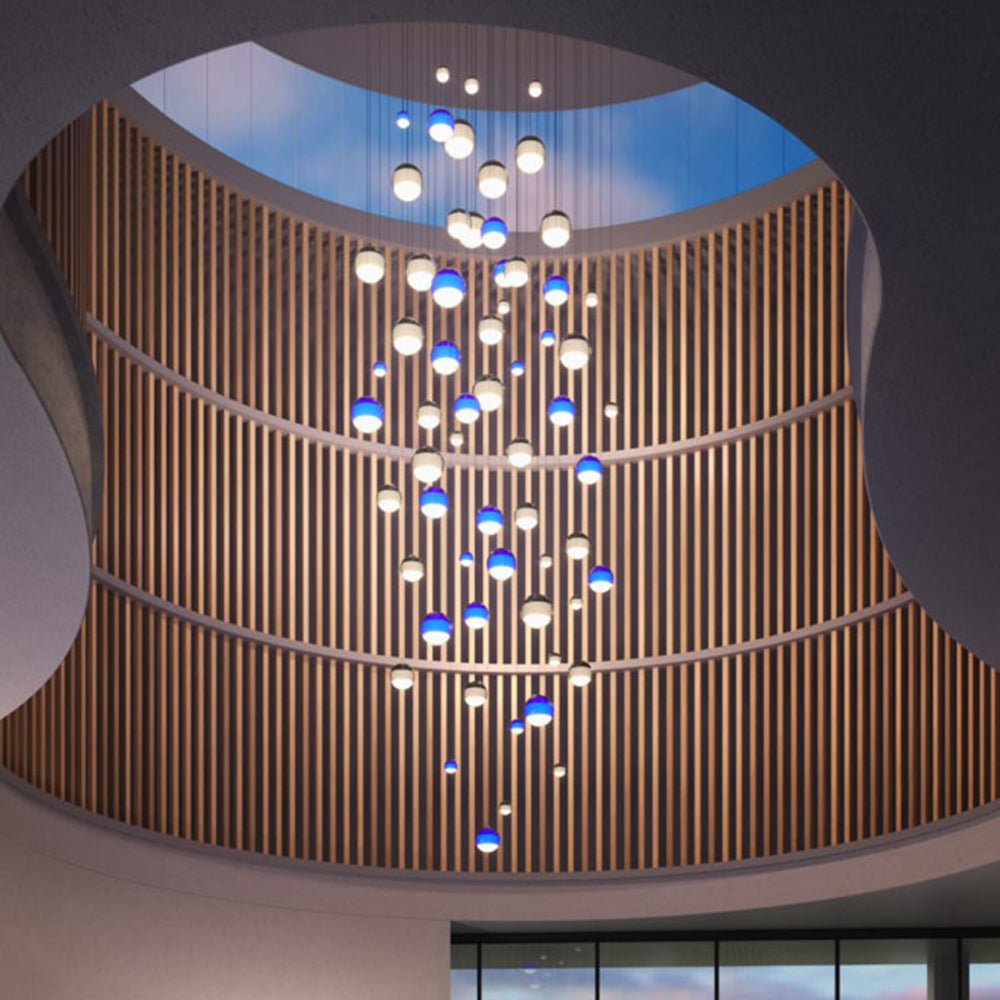 Halo Pendant Light Coloured Glass Bubble Contemprory Living Room