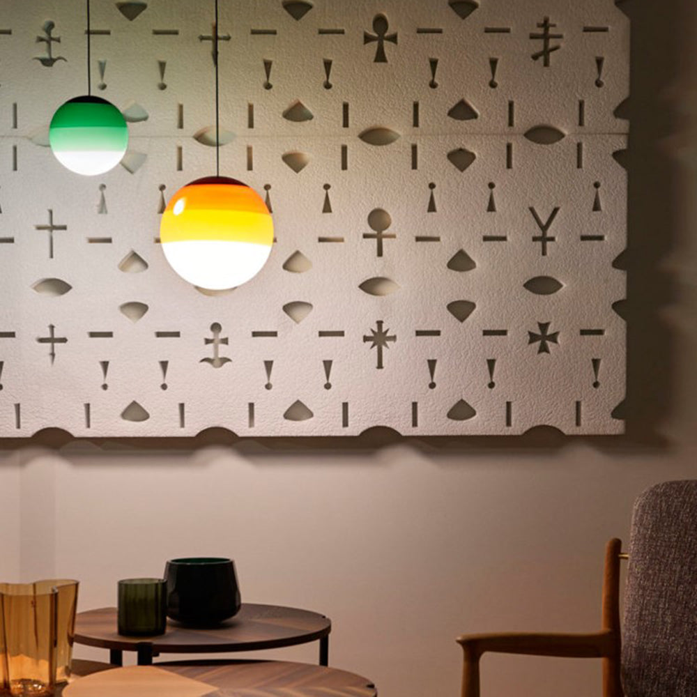 Halo Pendant Light Coloured Glass Bubble Contemprory Living Room