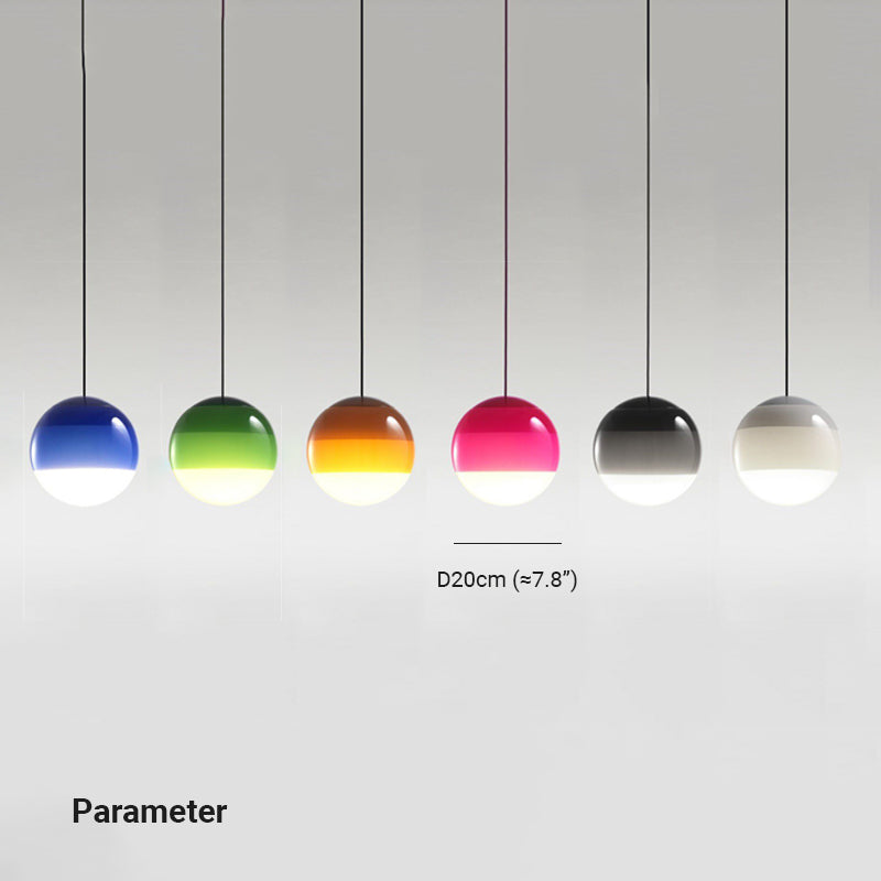 Halo Pendant Light Coloured Glass Bubble Contemprory Living Room