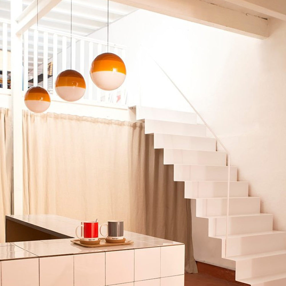 Halo Pendant Light Coloured Glass Bubble Contemprory Living Room