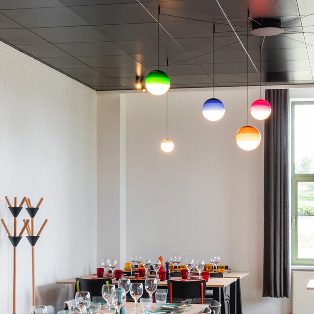 Halo Pendant Light Coloured Glass Bubble Contemprory Living Room