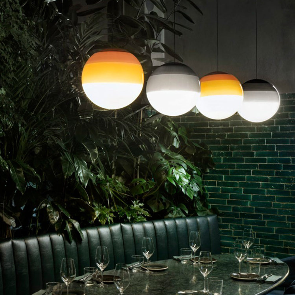 Halo Pendant Light Coloured Glass Bubble Contemprory Living Room