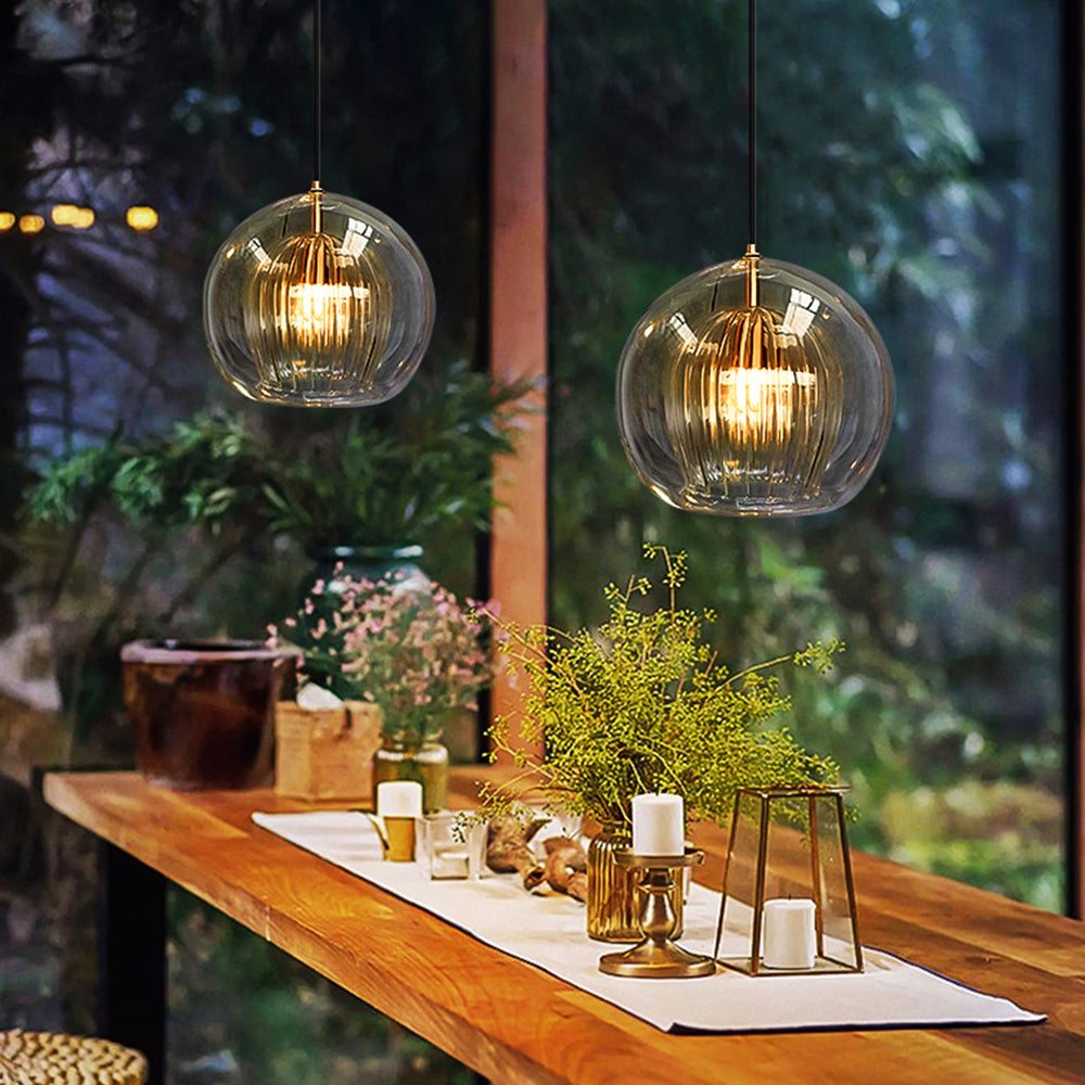 Halo Pendant Light Nordic Glass Globe for Bedroom Living Room