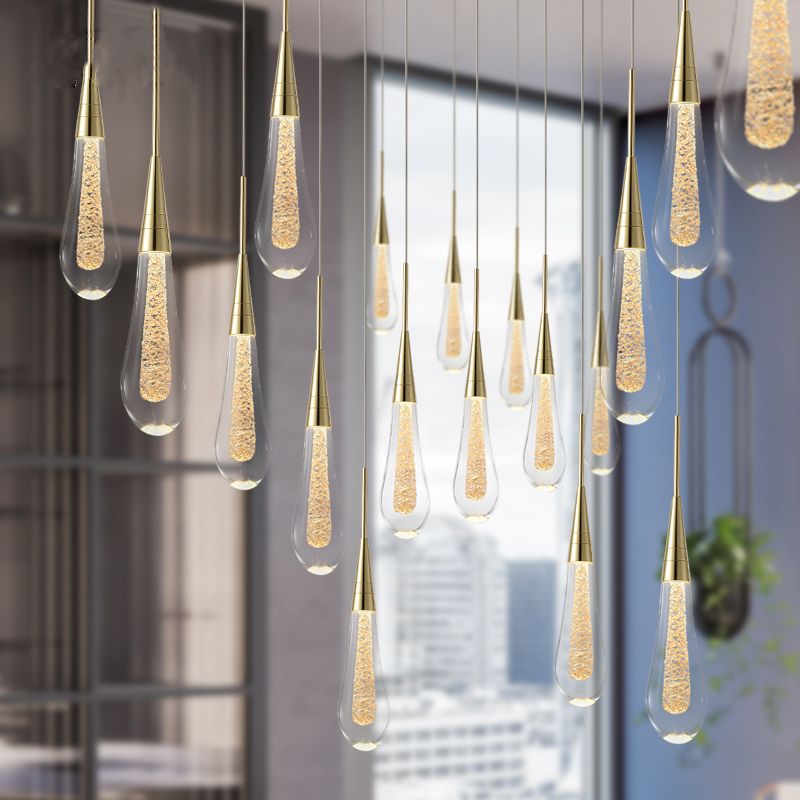Nexa Lámpara Colgante Lágrima Cristal Metal Dormitorio Salón