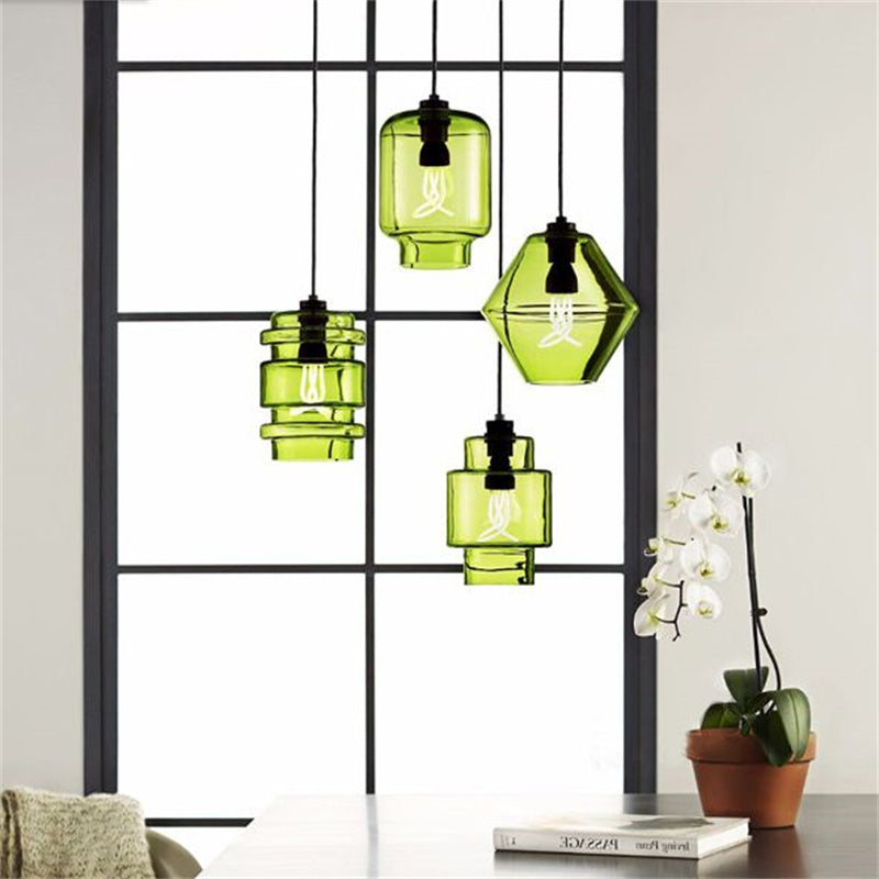 Yono Pendant Light Modern Metal Glass Cylindrical LED Art Deco Bedroom