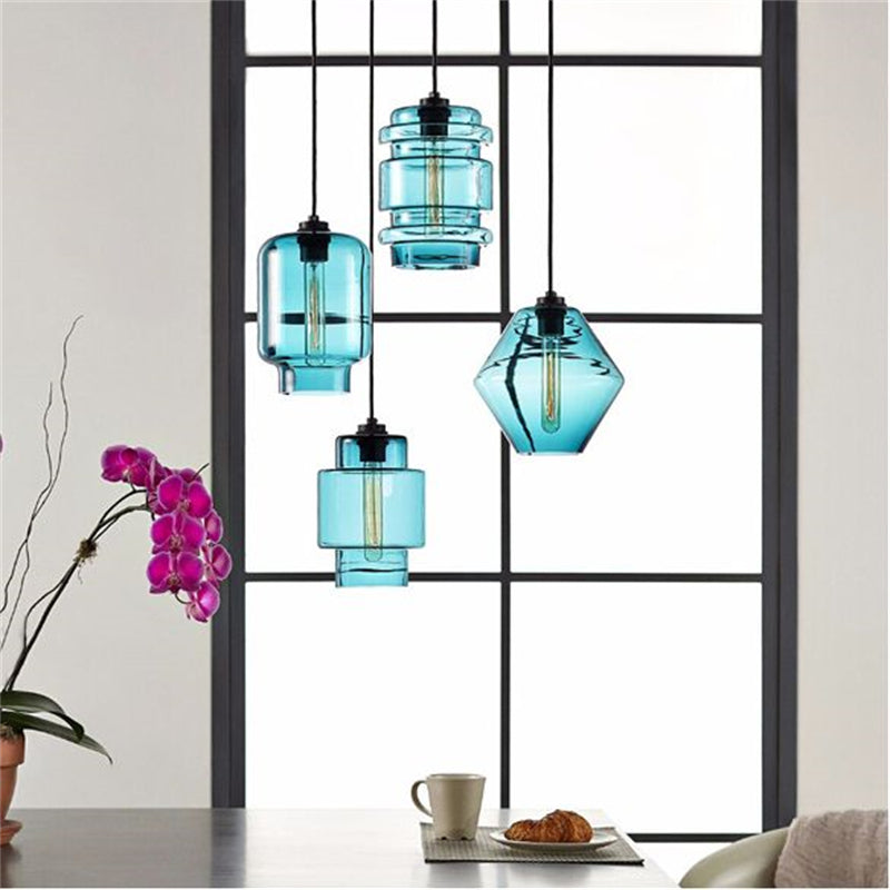 Yono Pendant Light Modern Metal Glass Cylindrical LED Art Deco Bedroom