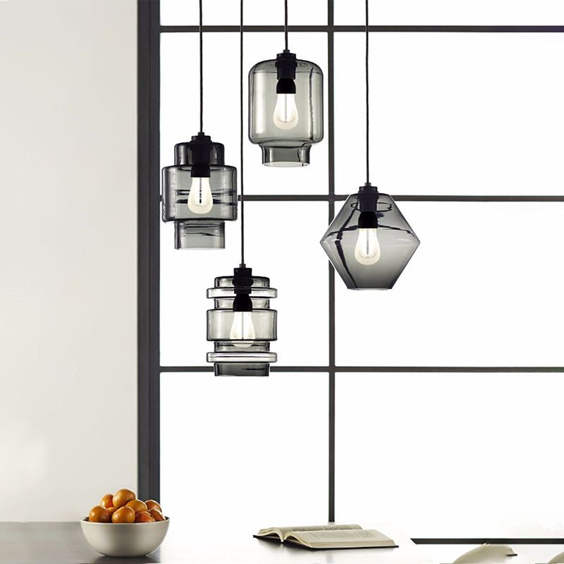 Yono Pendant Light Modern Metal Glass Cylindrical LED Art Deco Bedroom