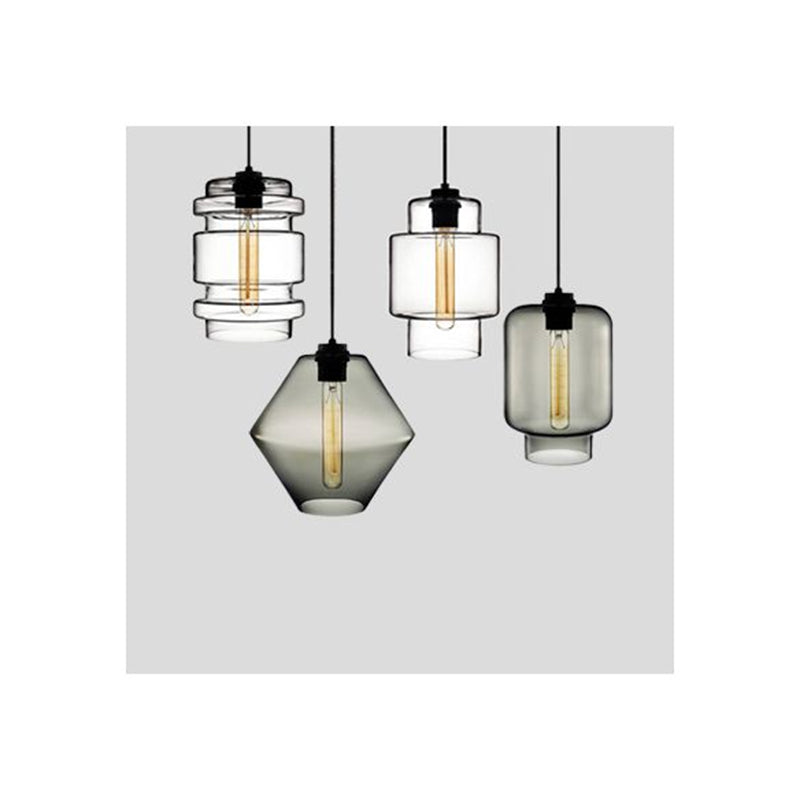 Yono Pendant Light Modern Metal Glass Cylindrical LED Art Deco Bedroom
