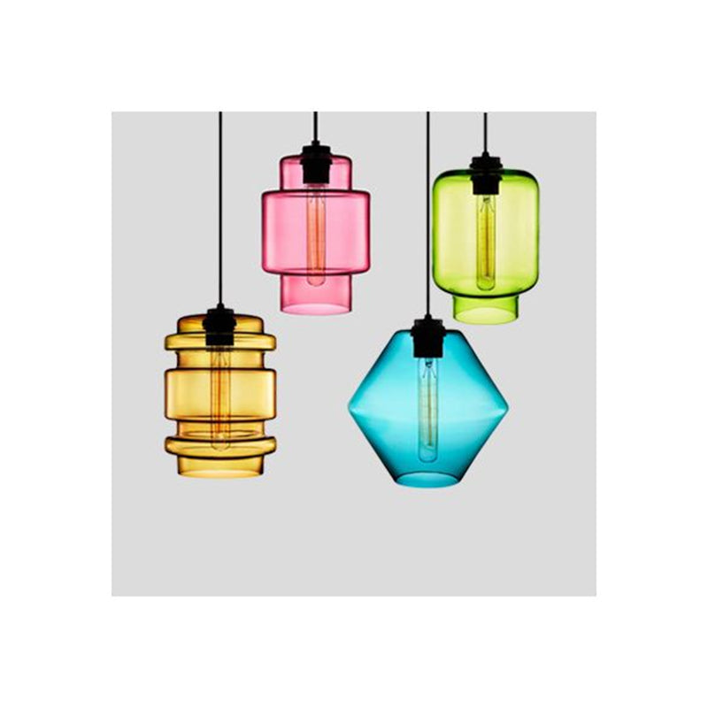 Yono Pendant Light Modern Metal Glass Cylindrical LED Art Deco Bedroom
