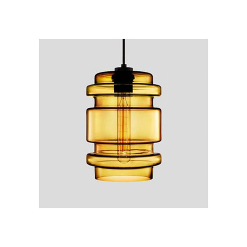 Yono Pendant Light Modern Metal Glass Cylindrical LED Art Deco Bedroom