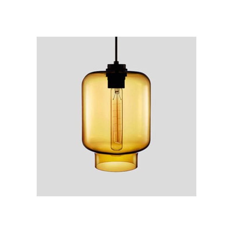 Yono Pendant Light Modern Metal Glass Cylindrical LED Art Deco Bedroom