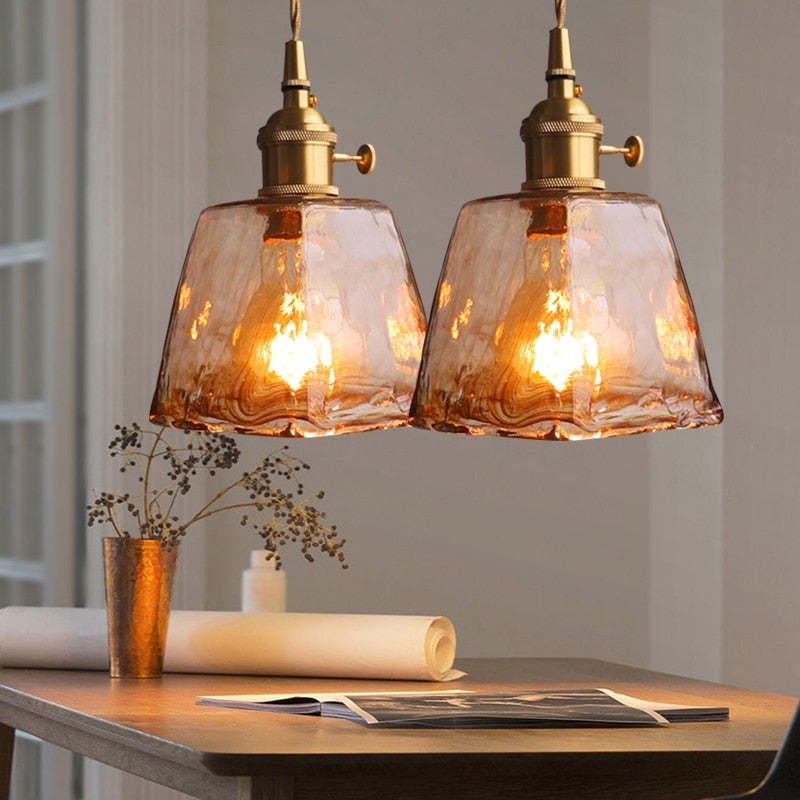 Mode Pendant Light Vintage Retro Industrial Glass Brass Living Room