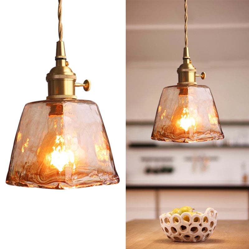 Mode Pendant Light Vintage Retro Industrial Glass Brass Living Room