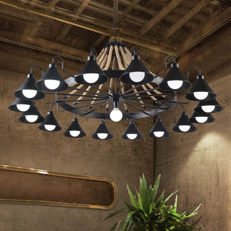 Aura Chandelier Vintage Metal Industrial Rope Living Room Dinning Room
