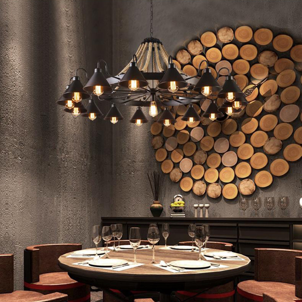 Aura Chandelier Vintage Metal Industrial Rope Living Room Dinning Room