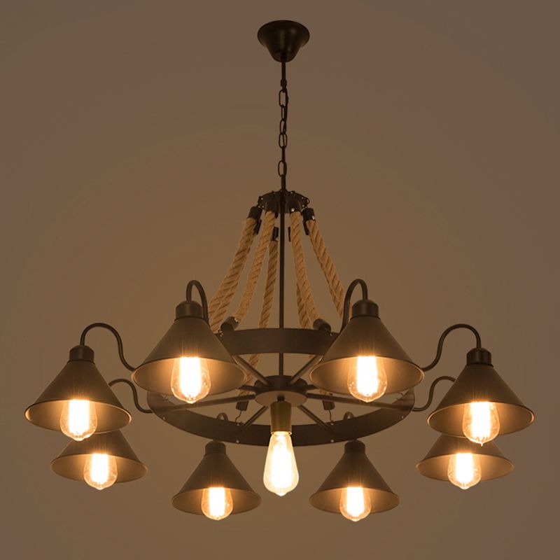 Aura Chandelier Vintage Metal Industrial Rope Living Room Dinning Room
